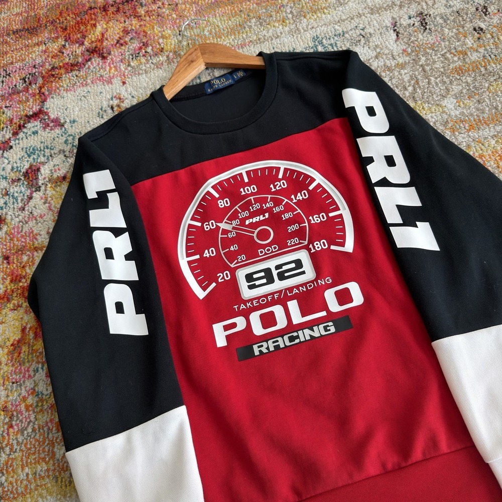 Polo Ralph Lauren Men Medium Racing 92 Performance Pullover PRL1 Sweatshirt L